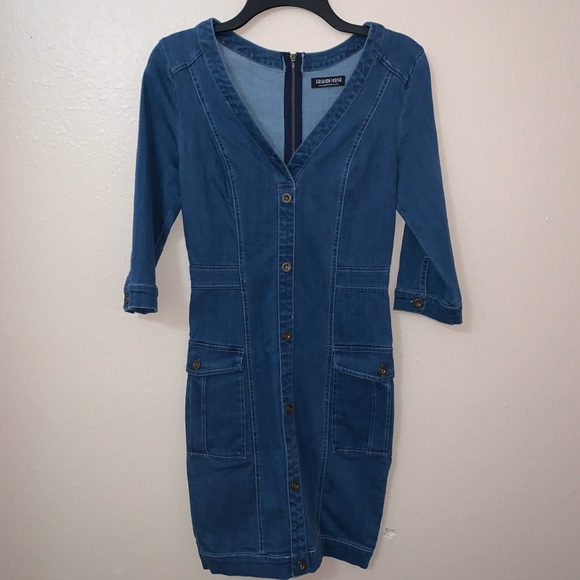 ✨NWOT Fashion Nova Press Pause Denim Dress Small - Picture 5 of 5
